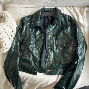 Green snake skin leather jacket